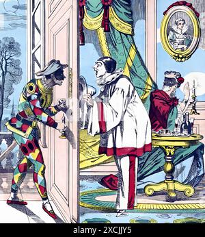 Commedia dell'arte Charaktere [Harlequin und Pierrot] ca. 1874–88 – Vintage Print Poster Stockfoto