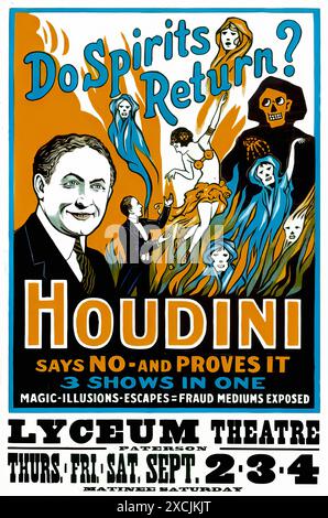 Zurück nach Houdini sagt NEIN, 3 Shows in einem, 1909 - Vintage Print Poster Stockfoto