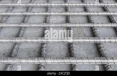 Stahlstahlgitter, das eine Struktur zum Gießen von Beton bildet Stockfoto