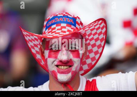München, Deutschland. Juni 2024. Während des UEFA Euro 2024-Spiels zwischen Deutschland und Schottland, Gruppe A, DATE 1, spielten Kroatien Fans am 14. Juni 2024 im Allianz Arena Stadion in München. (Foto: Bagu Blanco/SIPA USA) Credit: SIPA USA/Alamy Live News Stockfoto