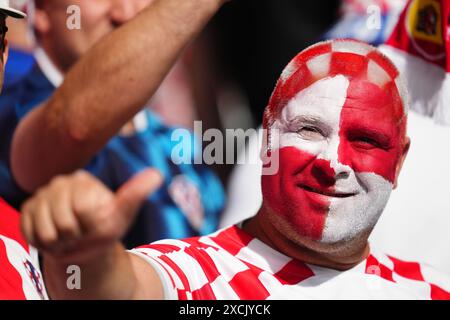 München, Deutschland. Juni 2024. Während des UEFA Euro 2024-Spiels zwischen Deutschland und Schottland, Gruppe A, DATE 1, spielten Kroatien Fans am 14. Juni 2024 im Allianz Arena Stadion in München. (Foto: Bagu Blanco/SIPA USA) Credit: SIPA USA/Alamy Live News Stockfoto