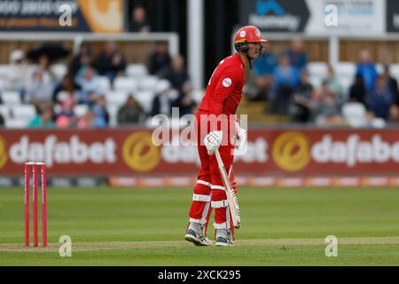 Keaton Jennings aus Lancashire während des Vitality T20 Blast Matches zwischen Durham und Lancashire Lightning im Seat Unique Riverside, Chester le Street am Sonntag, den 16. Juni 2024. (Foto: Mark Fletcher | MI News) Credit: MI News & Sport /Alamy Live News Stockfoto