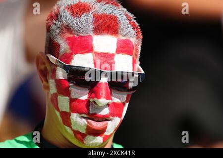 München, Deutschland. Juni 2024. Während des UEFA Euro 2024-Spiels zwischen Deutschland und Schottland, Gruppe A, DATE 1, spielten Kroatien Fans am 14. Juni 2024 im Allianz Arena Stadion in München. (Foto: Bagu Blanco/SIPA USA) Credit: SIPA USA/Alamy Live News Stockfoto