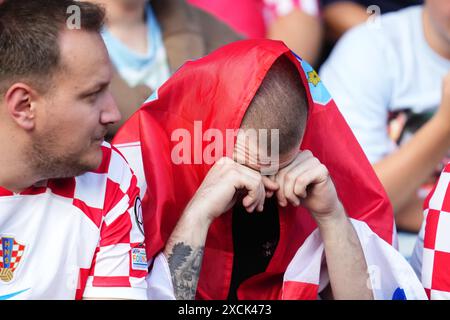 München, Deutschland. Juni 2024. Während des UEFA Euro 2024-Spiels zwischen Deutschland und Schottland, Gruppe A, DATE 1, spielten Kroatien Fans am 14. Juni 2024 im Allianz Arena Stadion in München. (Foto: Bagu Blanco/SIPA USA) Credit: SIPA USA/Alamy Live News Stockfoto