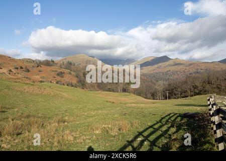 Das Fairfield Horseshoe von den Hängen von Loughrigg Ambleside, dem Lake District England Stockfoto