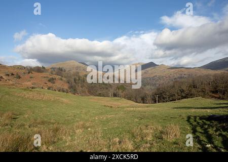 Das Fairfield Horseshoe von den Hängen von Loughrigg Ambleside, dem Lake District England Stockfoto