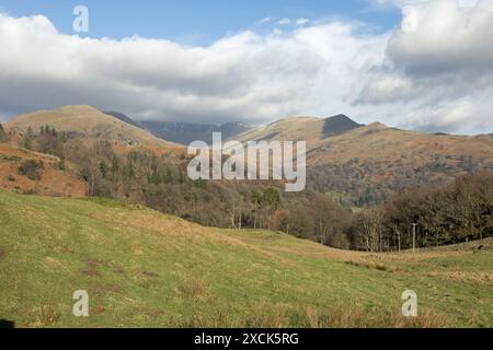 Das Fairfield Horseshoe von den Hängen von Loughrigg Ambleside, dem Lake District England Stockfoto