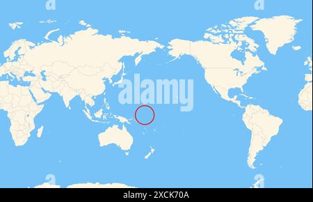 Locator-Karte, die den Standort des Landes Nauru in Ozeanien zeigt. Das Land wird durch ein rotes Polygon hervorgehoben. Kleine Länder sind ebenfalls mit gekennzeichnet Stockfoto