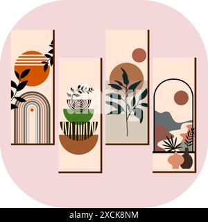 Satz von Vektorillustrationen mit abstrakten geometrischen Formen im Stil des Minimalismus Stock Vektor