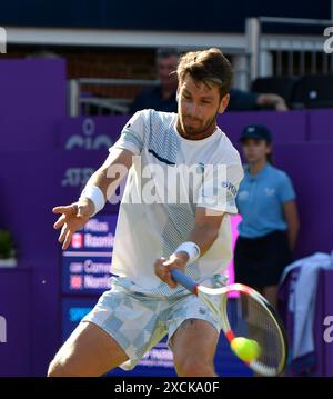 London, Großbritannien. Juni 2024. 17.06.2024 Cinch Tennis Championships Queens Club London. Milos Raonic KANN Cameron Norrie GBR spielen. Raonic gewann in Sets. Credit: Leo Mason ALAMY News & Sport Credit: Leo Mason Sports/Alamy Live News Stockfoto