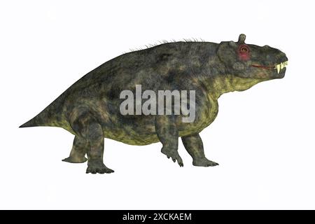 Estemmenosuchus uralensis war ein allesfressenes Therapietier, das in der permischen Zeit Russlands lebte. Stockfoto