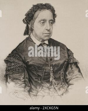 Maria Teresa von Braganza (1793-1874). Portugiesische Infantin. Sie war die zweite Ehefrau von Carlos María Isidro de Borbón (1788–1855), dem Prätendenten des spanischen Throns Don Carlos. Hochformat. Zeichnung von José Cuevas. Lithographie. Historia de la guerra Civil y de los partidos liberal y carlista (Geschichte des Bürgerkriegs und der liberalen und karlistischen Parteien), von Antonio Pirala. Band IV. Madrid, 1869. Stockfoto