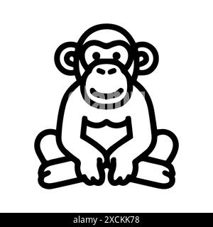 Affenlogo oder Symbol der modernen Linie. Vektorgrafik und Ikonendesign mit auffälligen Konturen. Schwarzes und weißes Pixel Perfect minimalistisches Symbol isoliert weiße Ba Stock Vektor