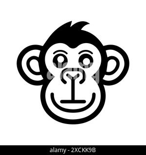 Affenlogo oder Symbol der modernen Linie. Vektorgrafik und Ikonendesign mit auffälligen Konturen. Schwarzes und weißes Pixel Perfect minimalistisches Symbol isoliert weiße Ba Stock Vektor
