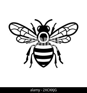 Bee-Logo oder moderne Linie. Vektorgrafik und Ikonendesign mit auffälligen Konturen. Schwarzes und weißes minimalistisches Pixel Perfect-Symbol isoliert weißen Hintergrund Stock Vektor