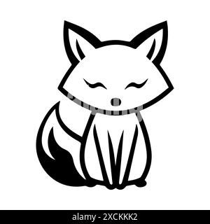 Fox-Logo oder Modern Line-Symbol. Vektorgrafik und Ikonendesign mit auffälligen Konturen. Schwarzes und weißes minimalistisches Pixel Perfect-Symbol isoliert weißen Hintergrund Stock Vektor