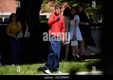 News - Gucci - Herren Frühjahr Sommer 2025 Fashion Show - Prominente nach der Gucci Männer Frühjahr Sommer 2025 Fashion Show während der Milan Fashion Week Frühjahr/Sommer 2025 auf der Triennale di Milano am 17. Juni 2024 in Mailand, Italien, ist ein Gast zu sehen. Foto: Cinzia Camela. MILAN Triennale di Milano Italien Copyright: XCinziaxCamelax/xLiveMediax LPN 1408152 Stockfoto