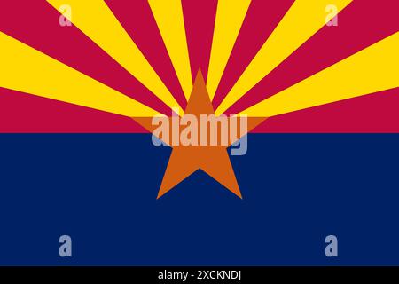 Abbildung der Arizona-Flagge. Bundesstaat Arizona. Südwestliche Region der Vereinigten Staaten Stockfoto