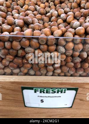 Avelã, die Haselnuss ist die Frucht des Haselnussbaums und umfasst daher alle Nüsse, die von Arten der Gattung Corylus stammen Stockfoto