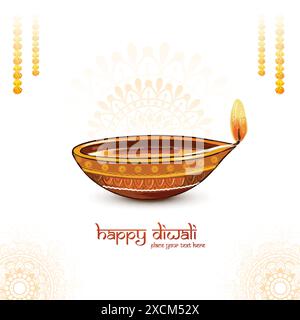 Happy diwali Grußkarte mit Aquarell Diya Hintergrund Stock Vektor