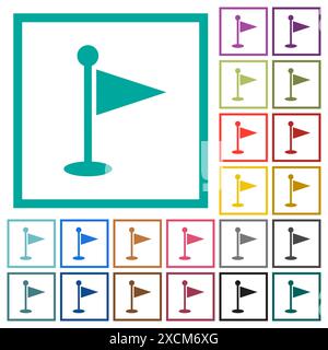 Einfarbige, flache Symbole mit Quadrantenrahmen auf weißem Hintergrund Stock Vektor