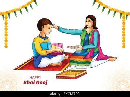 Happy Bhai dooj indian Festival Bruder und Schwester Karte Hintergrund Stock Vektor