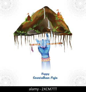 Indisches religiöses Festival Happy govardhan Puja hindu Festivalkarte Hintergrund Stock Vektor