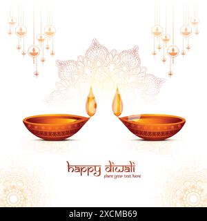 Illustration von Festival Burning Diya auf Happy diwali Feier Hintergrund Stock Vektor