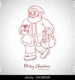 Handgezeichnetes fröhliches weihnachtsmann-Skizzendesign Stock Vektor