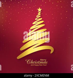 Schöne frohe weihnachtsbaum Grußkarte Vorlage Design Stock Vektor
