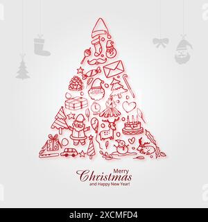 Weihnachtsset mit Ikonen, Weihnachtsfeiertag, Kartendesign Stock Vektor