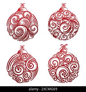 Elegantes, dekoratives Blumendesign für weihnachtskugeln Stock Vektor