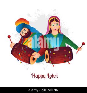 Illustration des Happy lohri Festivals des punjabi Kartenhintergrunds Stock Vektor