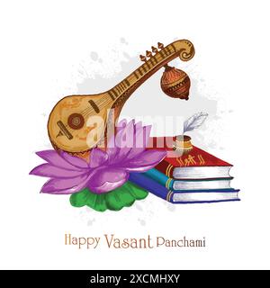 Happy vasant Panchami Feiertagskarte Hintergrund Stock Vektor