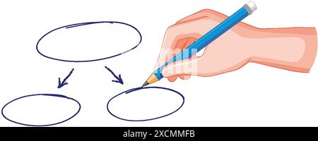 Zeichnen Sie ein Ablaufdiagramm mit Pfeilen von Hand Stock Vektor