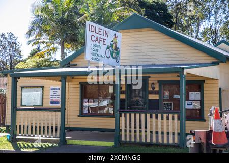 Nana Glen Village in Australien, Idle in Cafe beliebt bei Motorradfahrern, die durch Orara Valley fahren, New South Wales, Australien Stockfoto