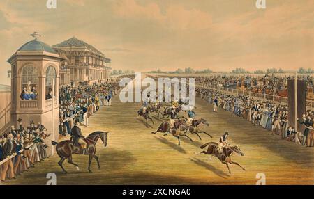 Doncaster Race for the Great St Legder Stakes, berühmtes Pferderennen in England, 1839, Historisch, digital restaurierte Reproduktion von einer Vorlage aus dem 19. Jahrhundert, Datum nicht angegeben Stockfoto