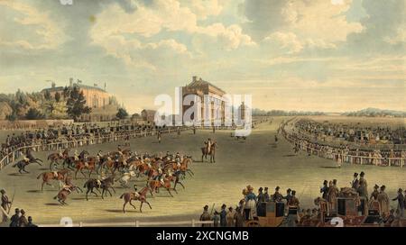 Doncaster Race for the Great St Legder Stakes, berühmtes Pferderennen in England, 1839, Historisch, digital restaurierte Reproduktion von einem Vorlag Stockfoto