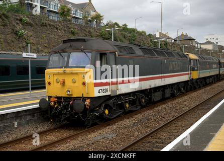 Cornish Riviera Statesman, Nantwich nach Penzance und Rückkehr organisiert von Statesman Rail, Operator Locomotive Services Group (2x Diesel der Baureihe 47) Stockfoto