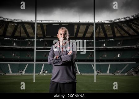 Eddie Jones, England Rugby-Manager, Portrait-Session im Twickenham Stadium in London, England. Stockfoto