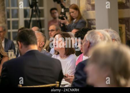 Madrid, Spanien. Juni 2024. Francine Anmengol, Präsidentin des Abgeordnetenkongresses, bei einem informativen Frühstück heute Morgen in Madrid. Quelle: D. Canales Carvajal / Alamy Live News Stockfoto