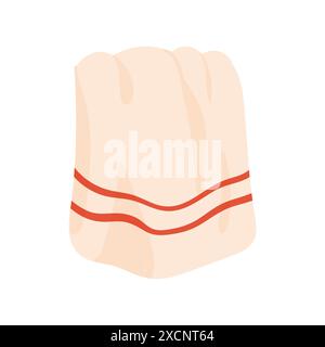 Hängendes weißes Handtuch mit roten Streifen, Gesichts- und Badetuch Textil Vektor Illustration Stock Vektor
