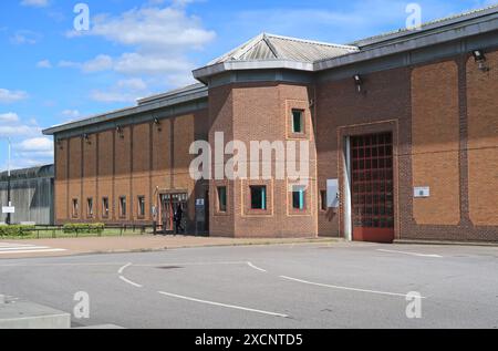 Haupteingang zum Hochsicherheitsgefängnis Belmarsh im Südosten Londons, Großbritannien. Ein katagorisches "A"-Männergefängnis, in dem die gefährlichsten Straftäter der USA untergebracht sind. Stockfoto