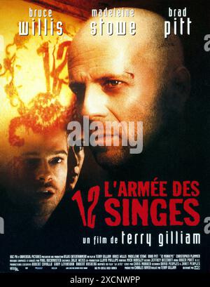 Zwölf Affen Jahr : 1995 USA Regie : Terry Gilliam Brad Pitt, Bruce Willis französisches Poster Stockfoto