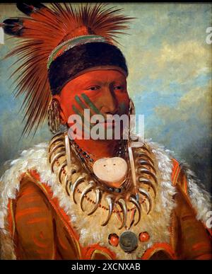 Portrait der Weißen Wolke, Leiter Leiter der Iowas von George Catlin (1796-1872) ein US-amerikanischer Maler, Autor und Reisenden. Vom 19. Jahrhundert Stockfoto