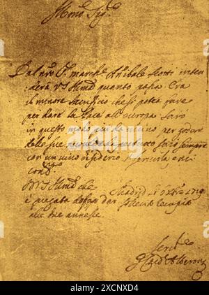 Brief unterzeichnet von Giulio Alberoni (1664-1752) ein Italienischer Kardinal, Soldat und Staatsmann. Vom 18. Jahrhundert Stockfoto