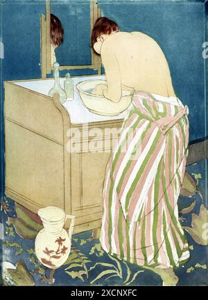 Frau Baden, 1890-91, von Mary Cassatt (1844-1926). Kaltnadel und Aquatinta in Farbe auf Papier. Terra Museum der Kunst Stockfoto