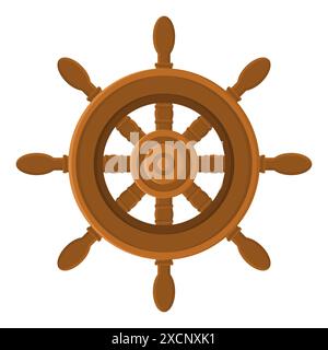 Braunes Holzrudersymbol. Vektor Ruder des Abenteuersegelschiffes. Stock Vektor