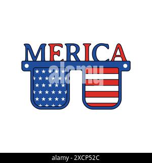 Juli-Element. Symbol und Symbol des amerikanischen Unabhängigkeitstages - Sonnenbrille Merica. US-amerikanische Nationalgrafiken im flachen Stil. Rohteilvektor. Stock Vektor