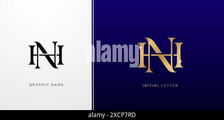 Luxus Letter HN Logo Icon Design Vorlage Monogramm mit Letter Logo eleganter Stil für Visitenkarten Elemente, Branding Firmenidentität Stock Vektor